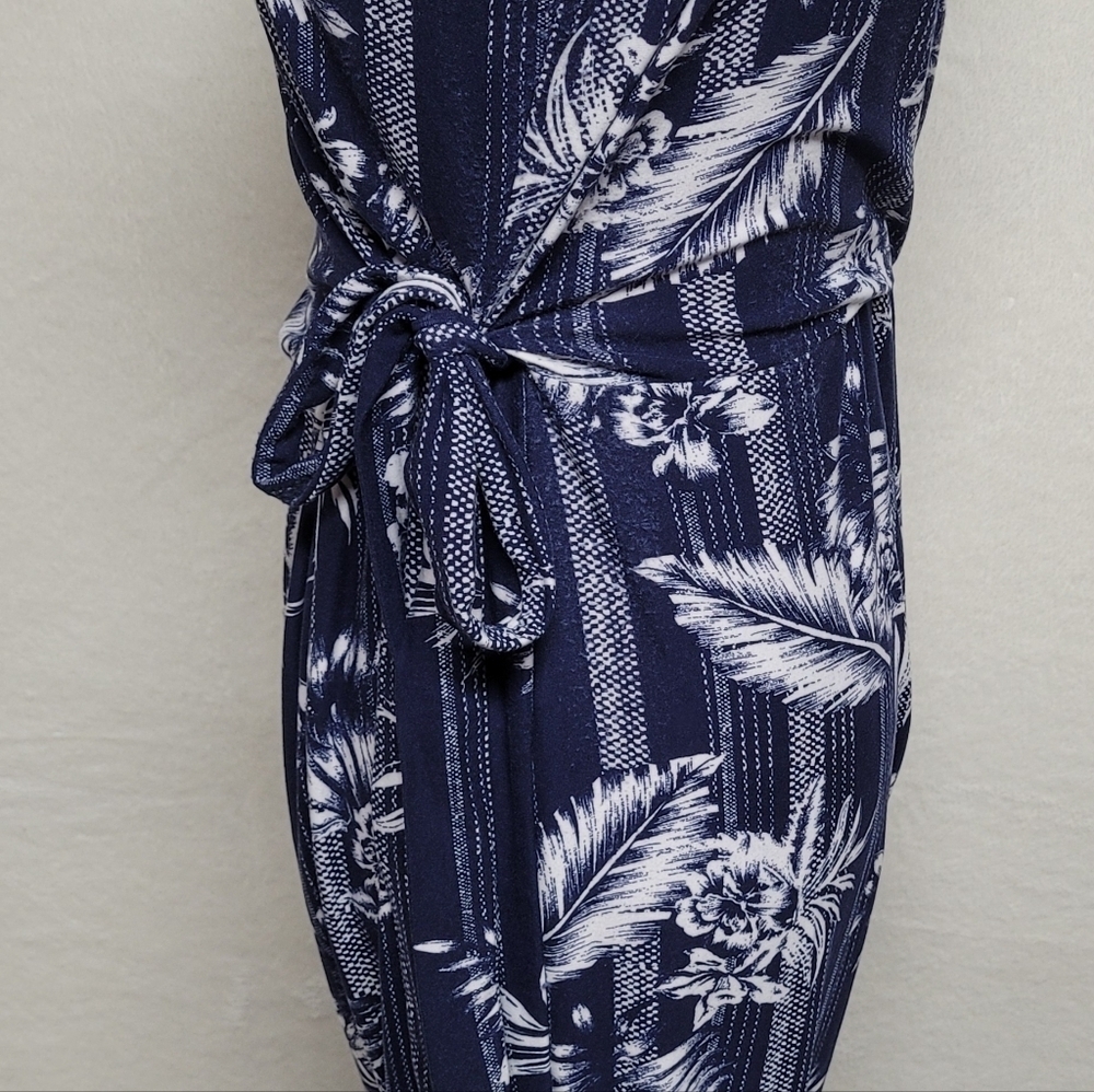 Lot Jumpsuits Derek Heart Blue Tropical Tie-Waist Old Navy Floral Linen S-M - Picture 6 of 16